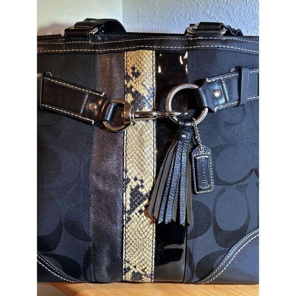 Coach Hampton Signature Python Satchel Bag EUC - Picture 4 of 9